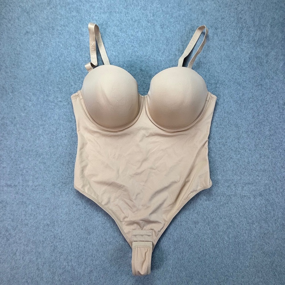 Shapellx Bodysuit Women XXL Beige Thong Back Padded Bra Shapewear